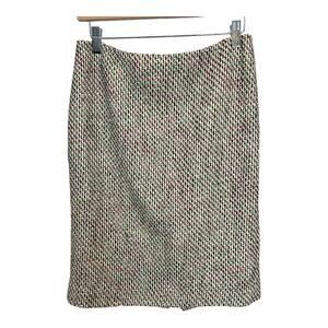 Talbots Tweed Skirt Pink Green Black Pencil Skirt Size 6P P6 Small Petite SP PS